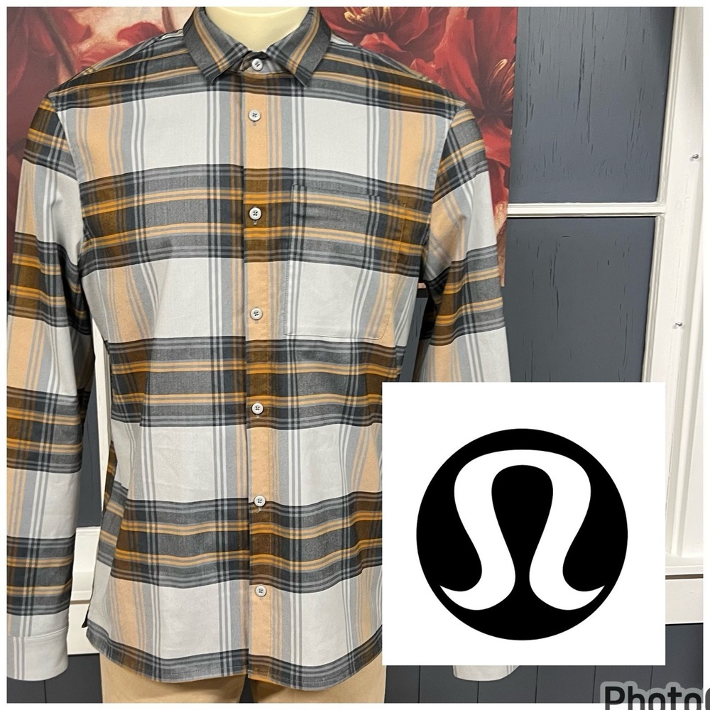 Lululemon Shirt Masons Peak Flannel Mens Large Standard Fit (No Tag) Button Up